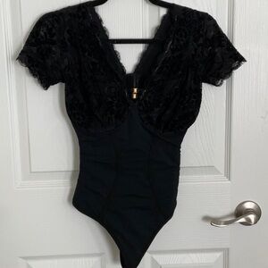 Chic Black Lace Bodysuit